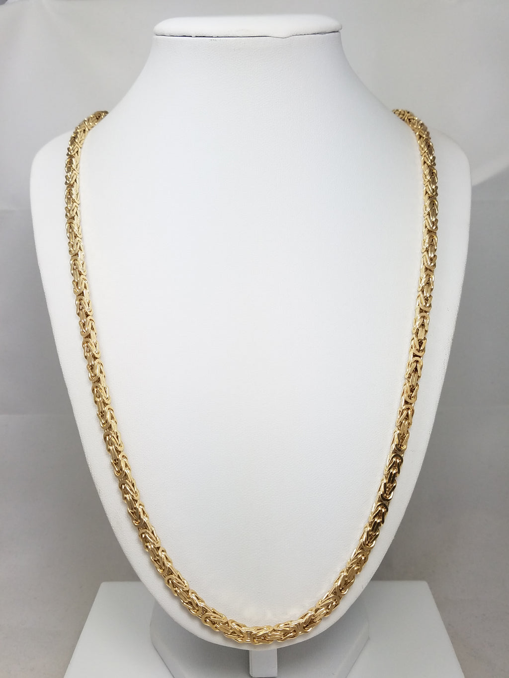 Grand 30" 14k Yellow Gold Solid Byzantine Link Chain Necklace