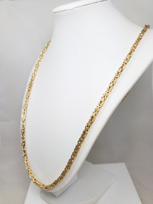 Grand 30" 14k Yellow Gold Solid Byzantine Link Chain Necklace