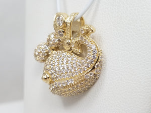 Cute 3D 10k Yellow Gold Cubic Zirconia Spouting Whale Pendant