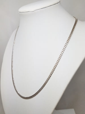 14k White Gold Curb Link 18" Chain Necklace