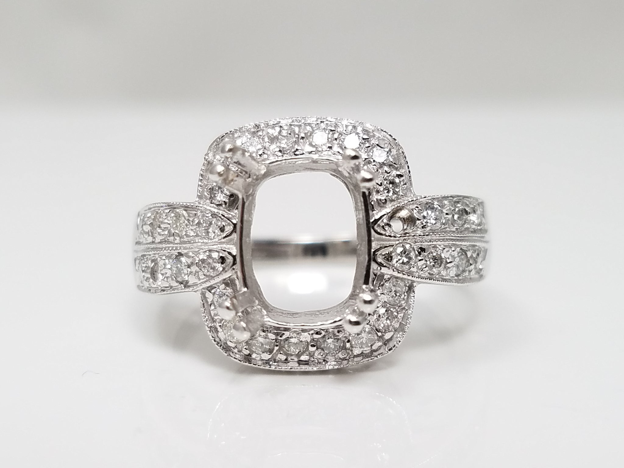 Stunning 14k White Gold Natural Diamond Ring Mount