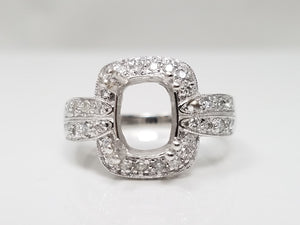 Stunning 14k White Gold Natural Diamond Ring Mount