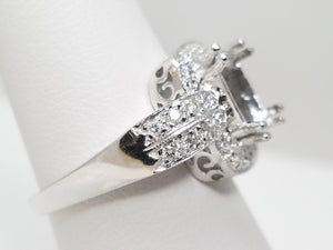 Stunning 14k White Gold Natural Diamond Ring Mount