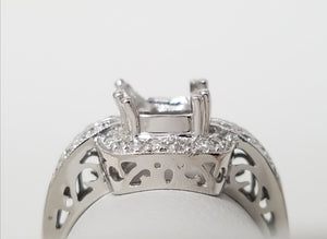 Stunning 14k White Gold Natural Diamond Ring Mount