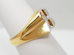 Chic 14k Yellow Gold "B" Initial Natural Diamond Ring