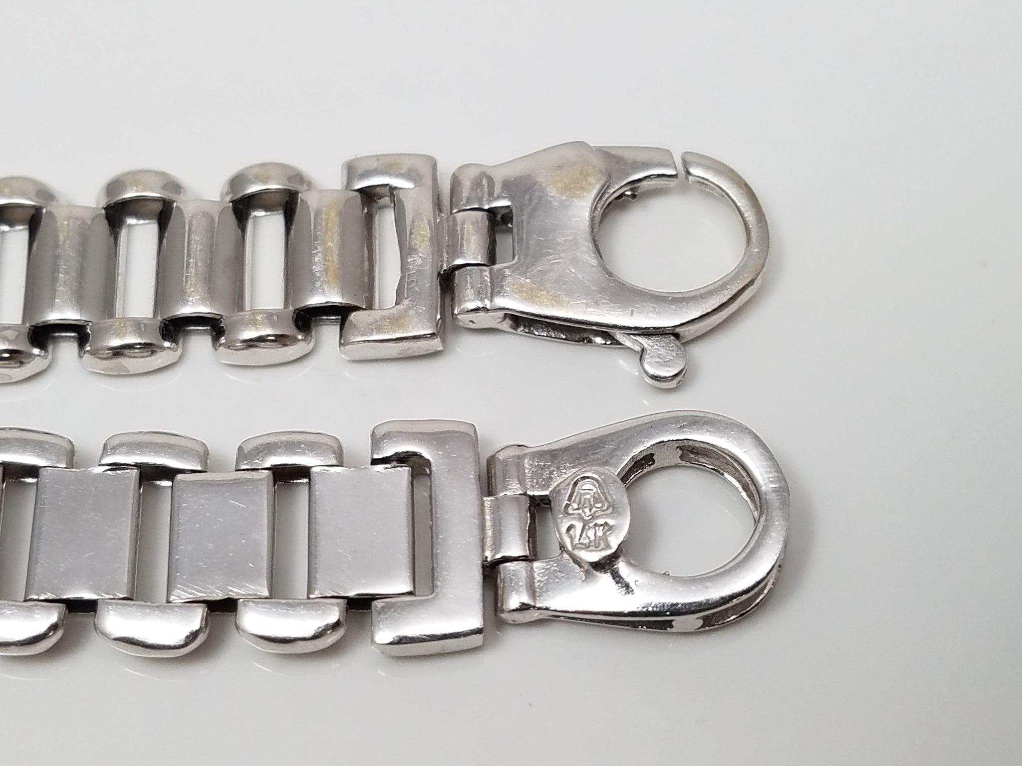 Bold 8" Solid 14k White Gold Fancy Link Bracelet
