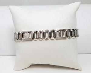 Bold 8" Solid 14k White Gold Fancy Link Bracelet