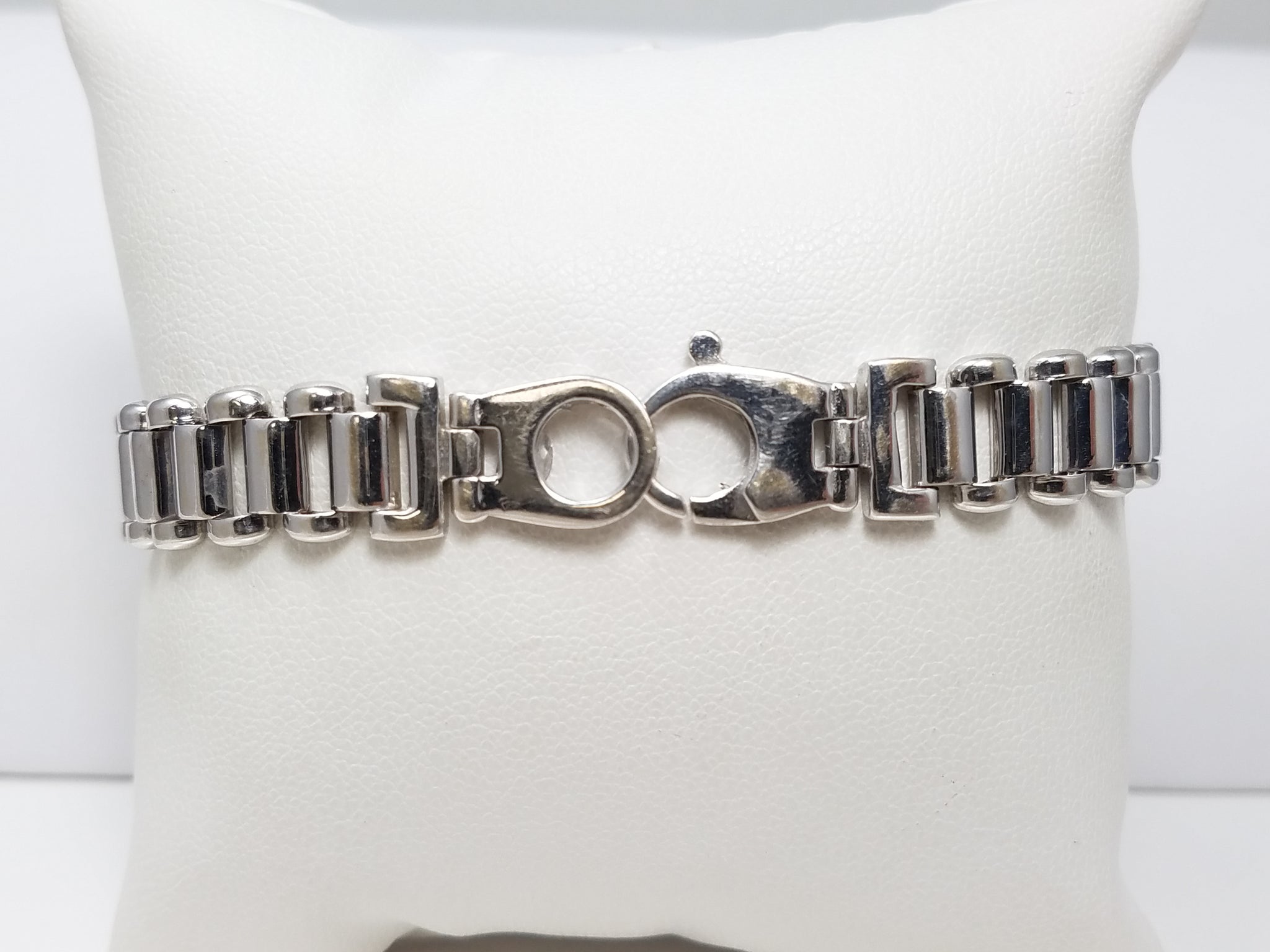 Bold 8" Solid 14k White Gold Fancy Link Bracelet
