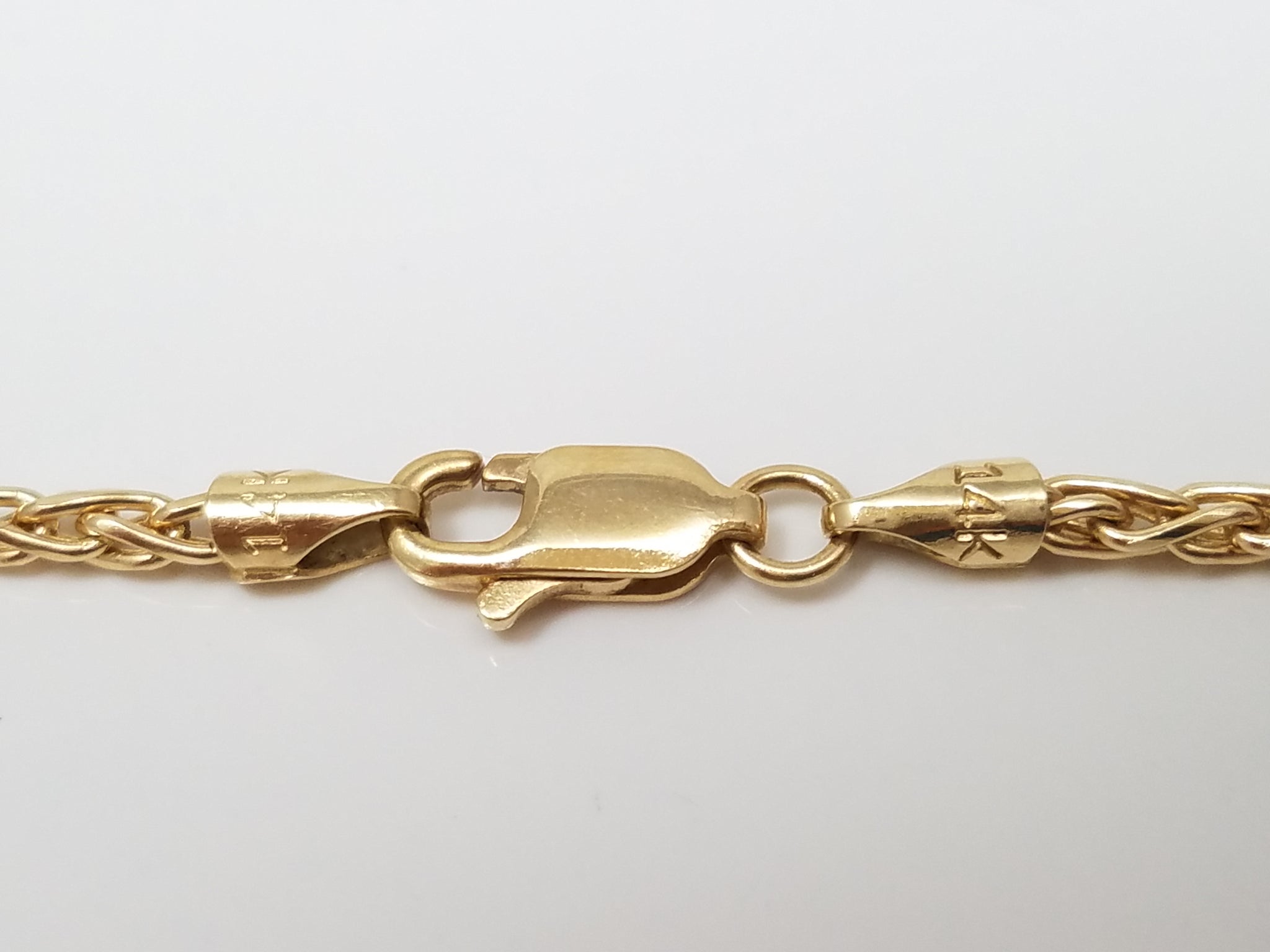 Gleaming 24" 14k Yellow Gold Wheat Chain Necklace