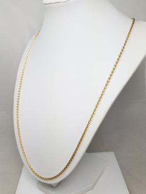 Gleaming 24" 14k Yellow Gold Wheat Chain Necklace
