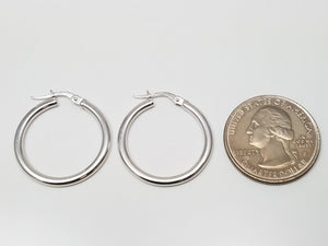 Classic 18k White Gold Hollow Hoop Earrings