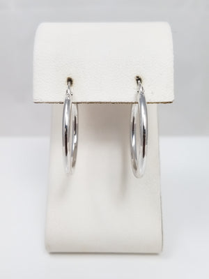 Classic 18k White Gold Hollow Hoop Earrings