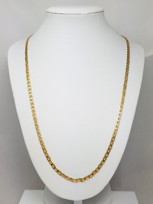 Swanky 22" Hollow 14k Yellow Gold Mariner Link Chain Necklace