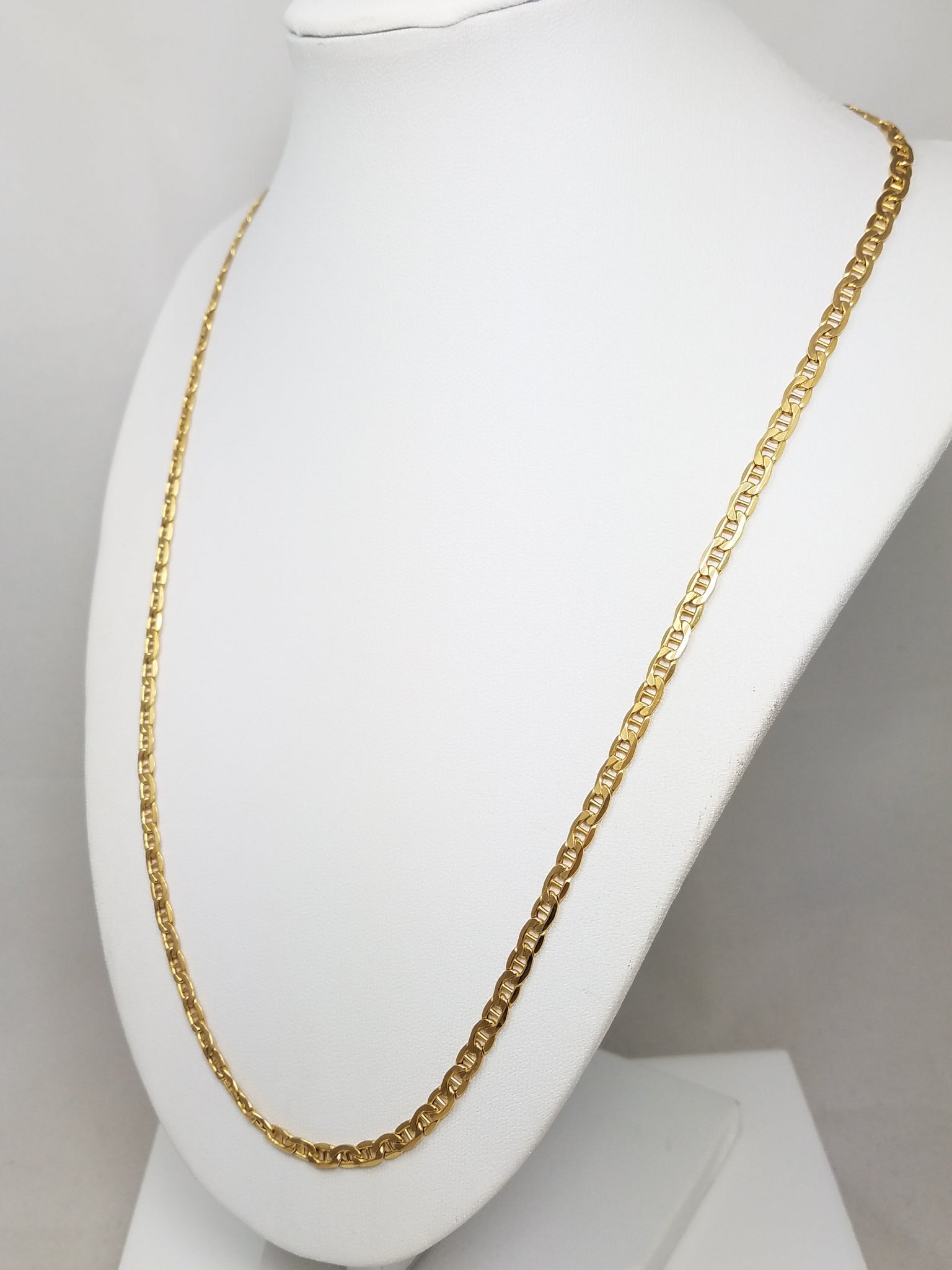 Swanky 22" Hollow 14k Yellow Gold Mariner Link Chain Necklace