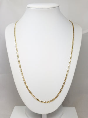 Simple 22" Solid 10k Yellow Gold Curb Link Chain Necklace