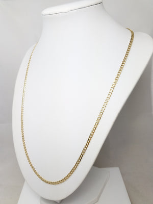 Simple 22" Solid 10k Yellow Gold Curb Link Chain Necklace