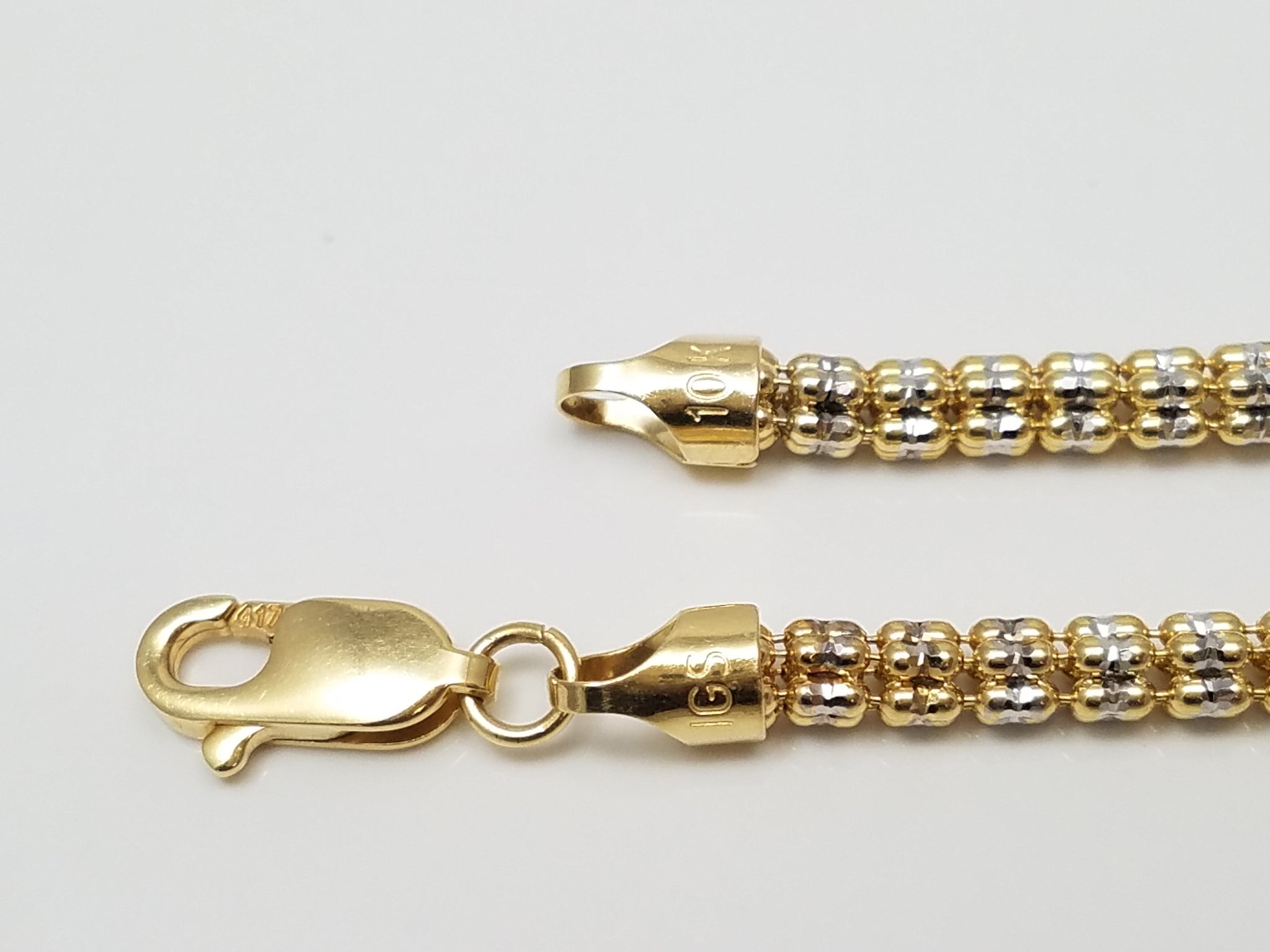 Sparkly Diamond Cut 10k Two Tone Gold 20" Popcorn Necklace