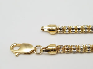 Sparkly Diamond Cut 10k Two Tone Gold 20" Popcorn Necklace