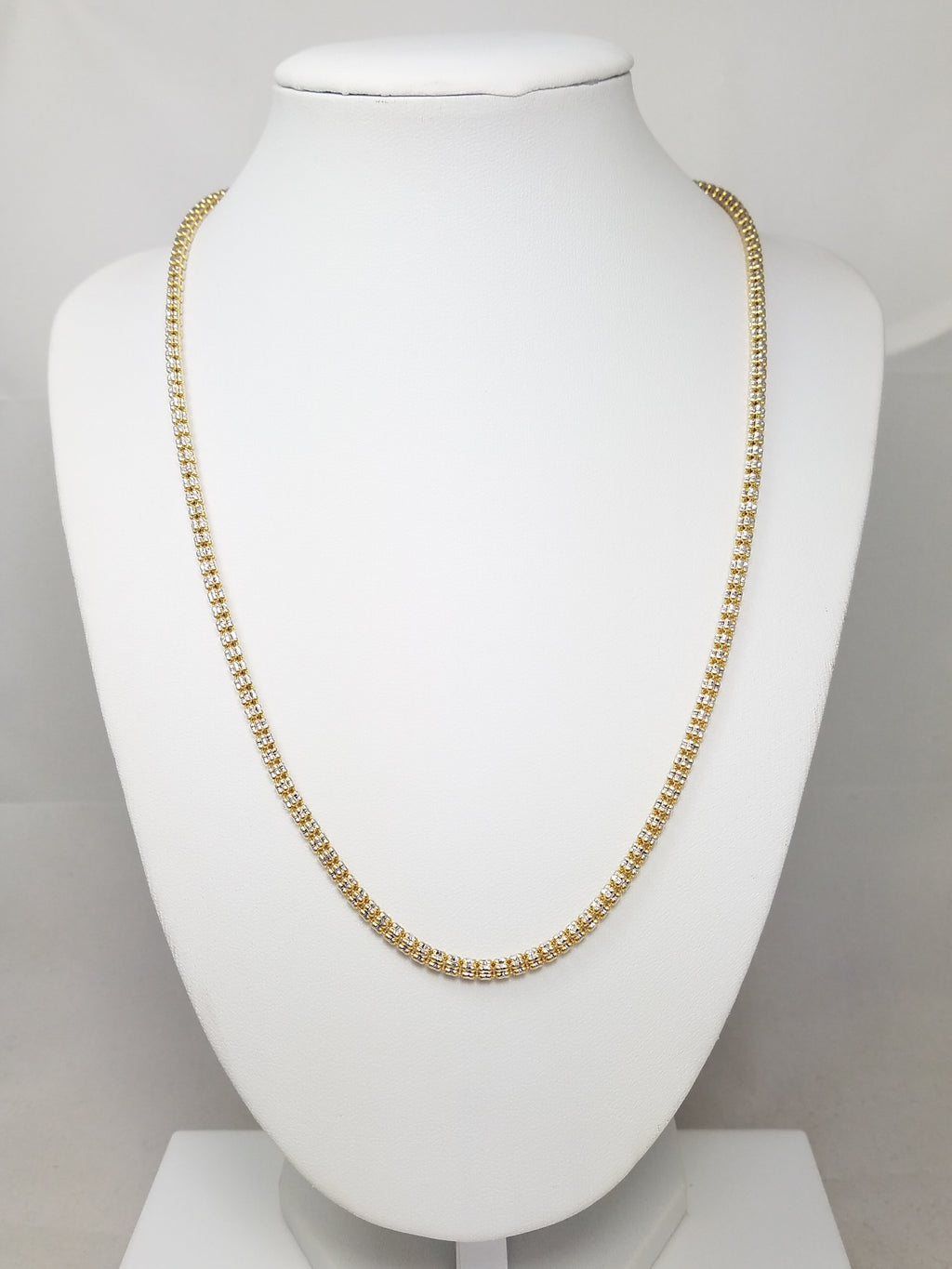 Sparkly Diamond Cut 10k Two Tone Gold 20" Popcorn Necklace