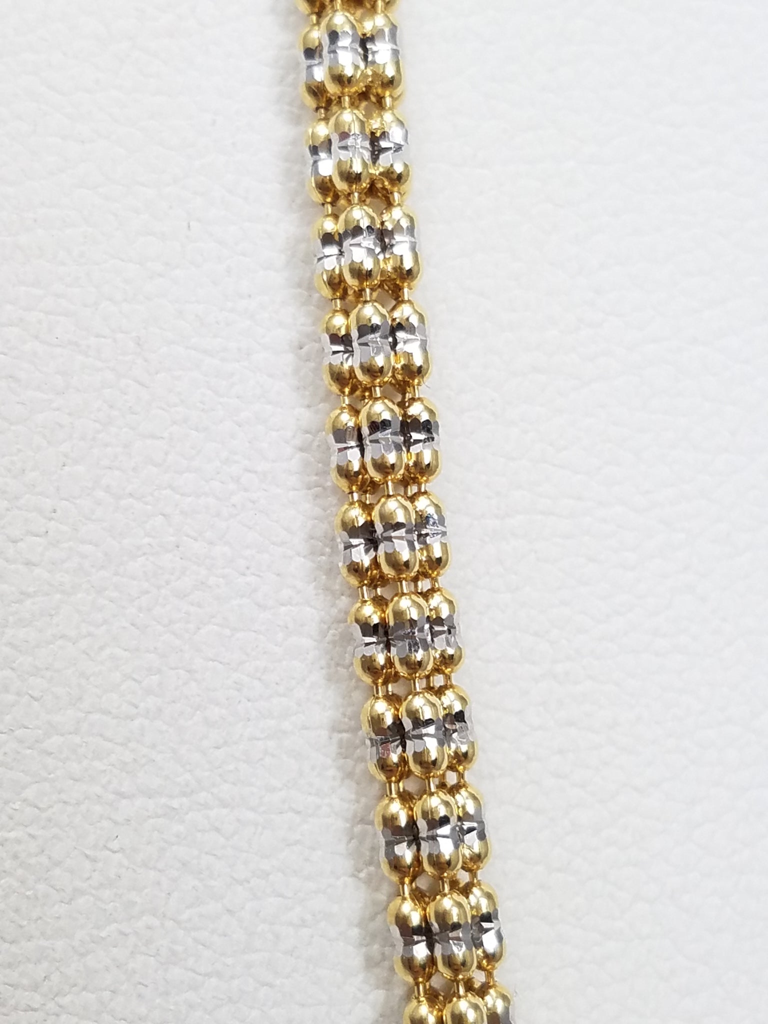 Sparkly Diamond Cut 10k Two Tone Gold 20" Popcorn Necklace