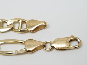 Extraordinary 14k Yellow Gold 8.5" Solid Figaro Mariner Link Bracelet