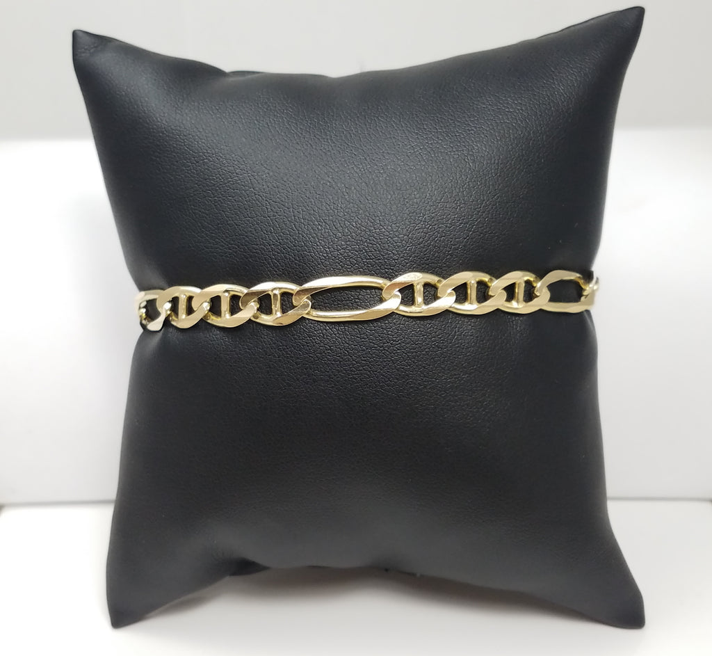 Extraordinary 14k Yellow Gold 8.5" Solid Figaro Mariner Link Bracelet