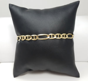 Extraordinary 14k Yellow Gold 8.5" Solid Figaro Mariner Link Bracelet