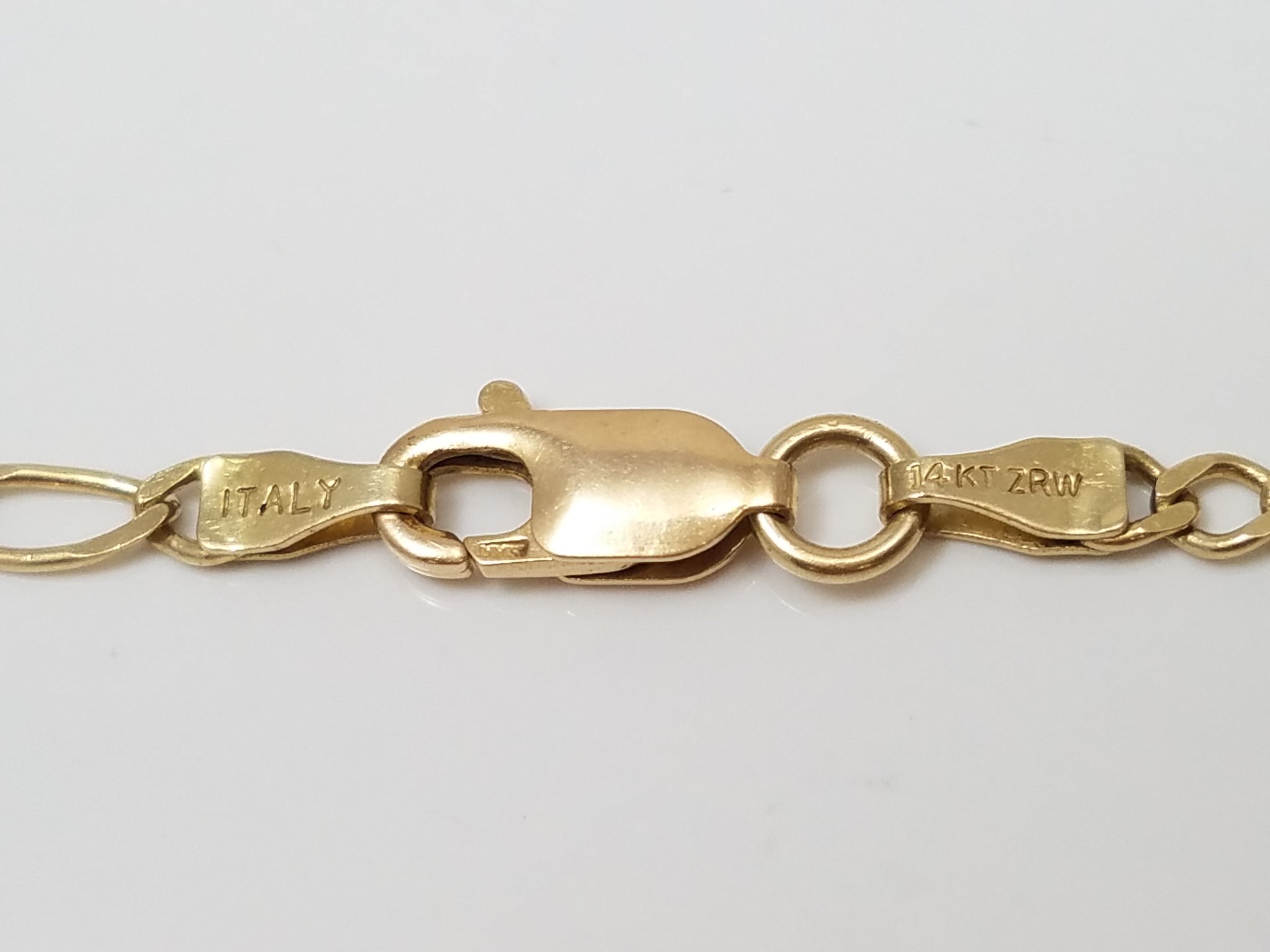Old Fashion 22" Solid 14k Yellow Gold Figaro Link Chain Necklace