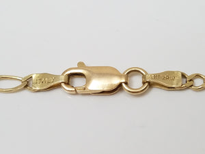 Old Fashion 22" Solid 14k Yellow Gold Figaro Link Chain Necklace