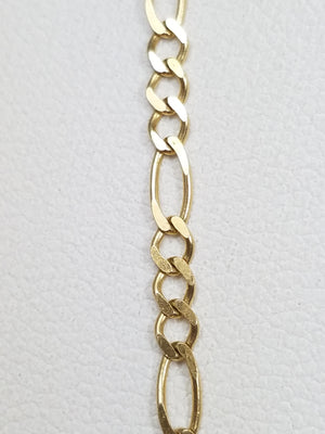 Old Fashion 22" Solid 14k Yellow Gold Figaro Link Chain Necklace