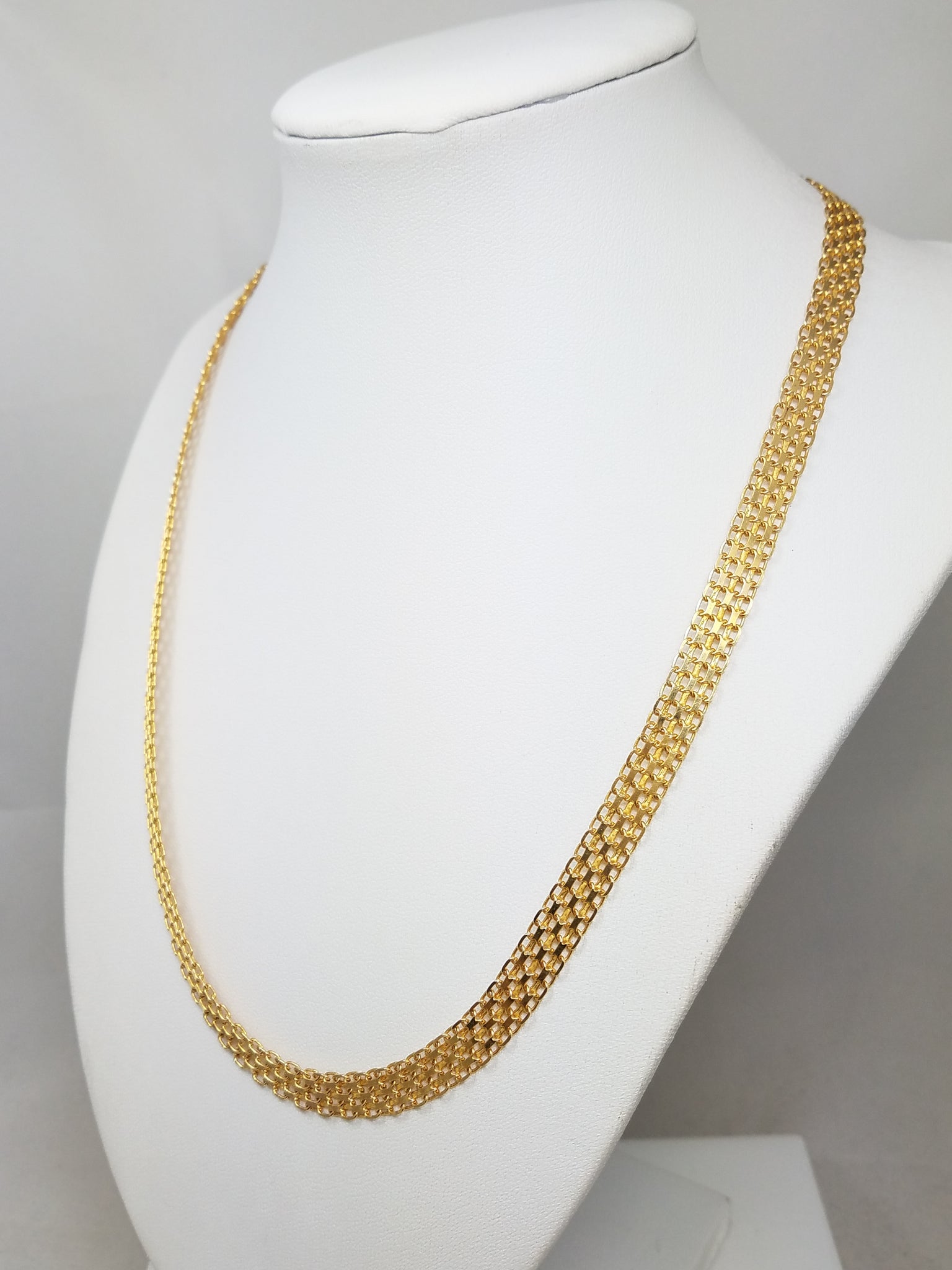 Finest 14k Yellow Gold Solid Bismark Link 20" Necklace