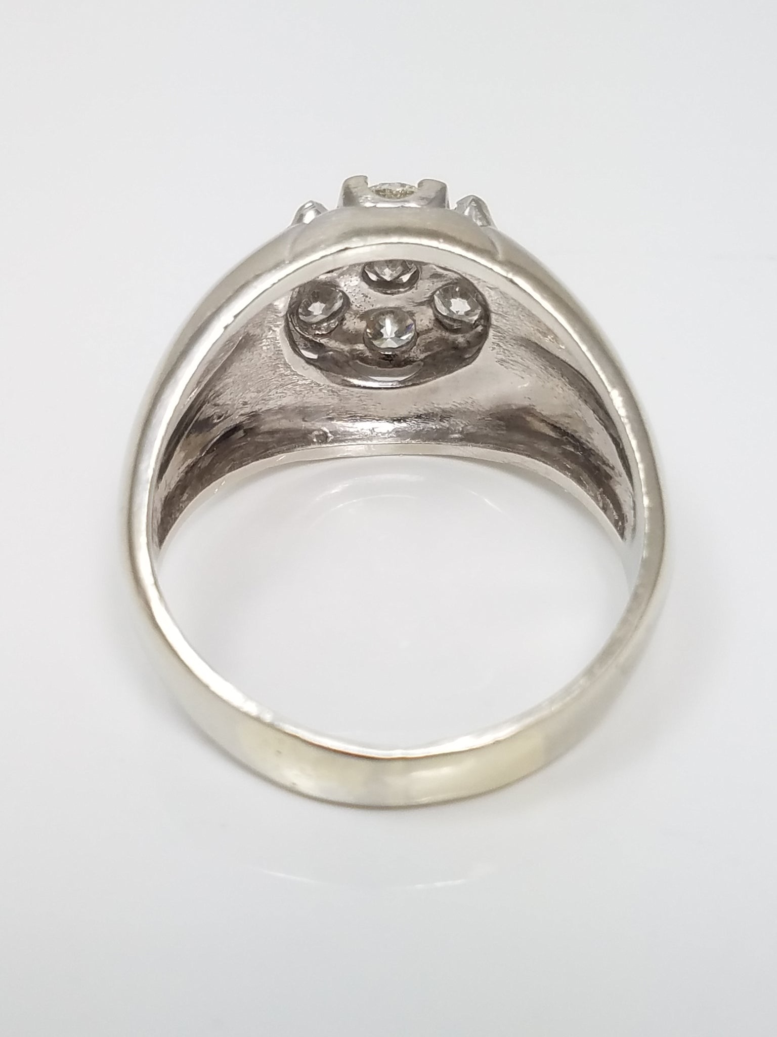 Dapper Men's 14k White Gold Natural Diamond Cluster Ring