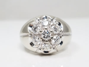 Dapper Men's 14k White Gold Natural Diamond Cluster Ring