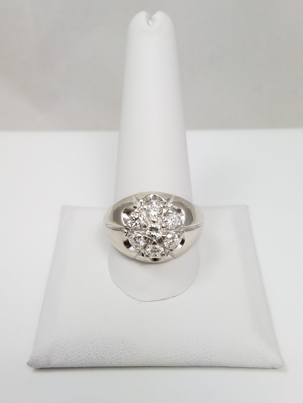 Dapper Men's 14k White Gold Natural Diamond Cluster Ring