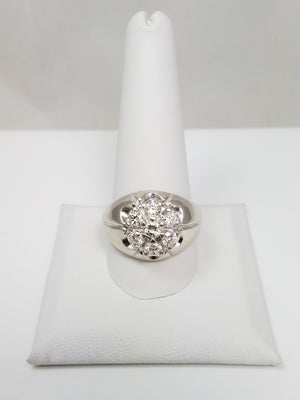 Dapper Men's 14k White Gold Natural Diamond Cluster Ring