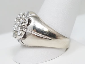 Dapper Men's 14k White Gold Natural Diamond Cluster Ring
