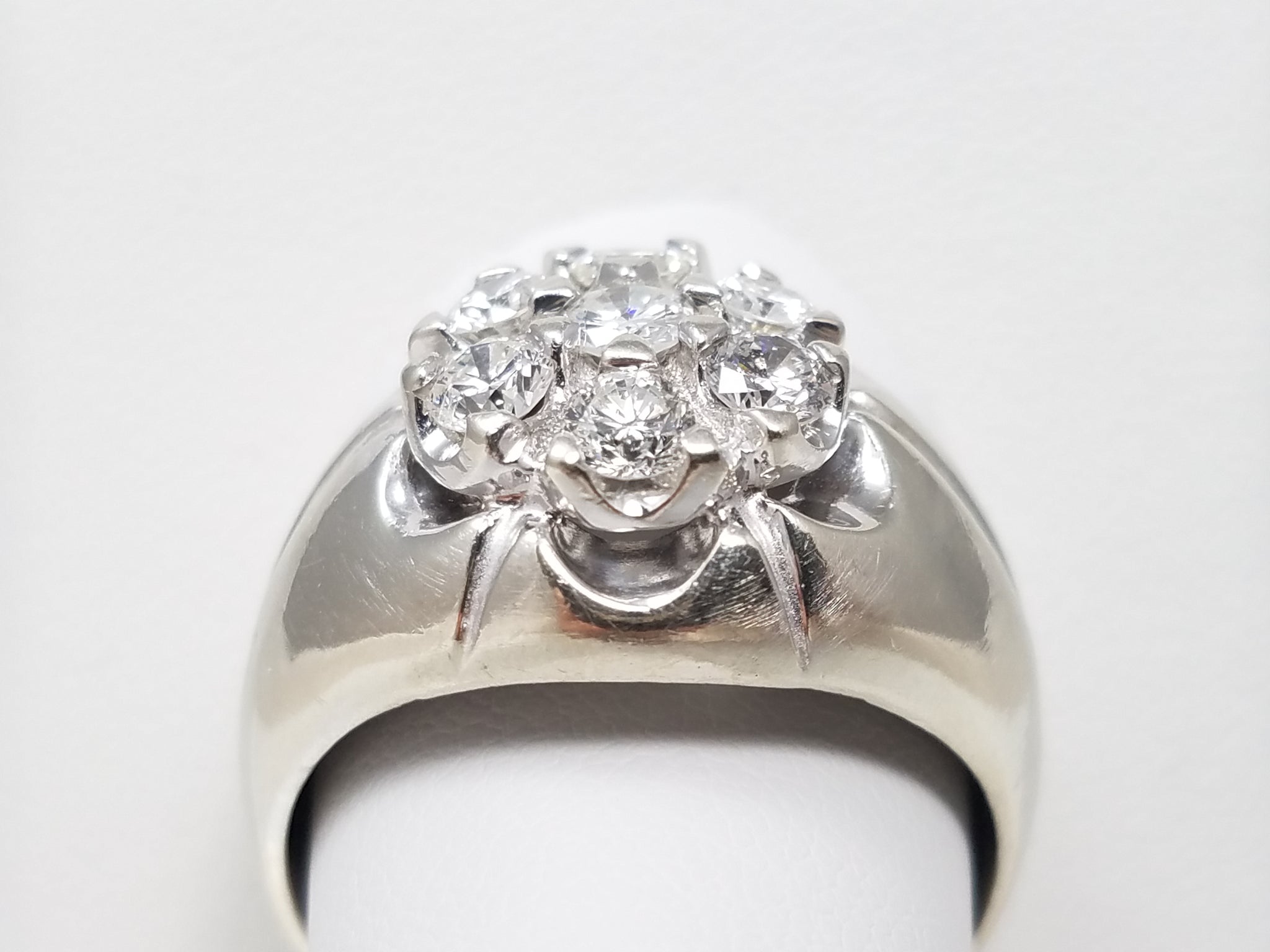 Dapper Men's 14k White Gold Natural Diamond Cluster Ring
