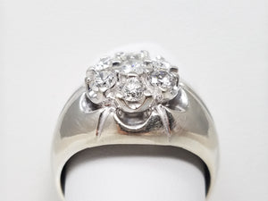 Dapper Men's 14k White Gold Natural Diamond Cluster Ring