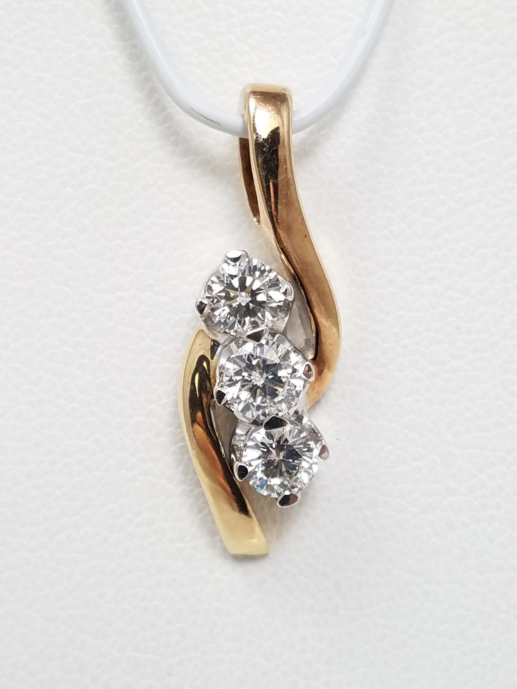 Striking 14k Two Tone Gold Natural Diamond Dangle Pendant