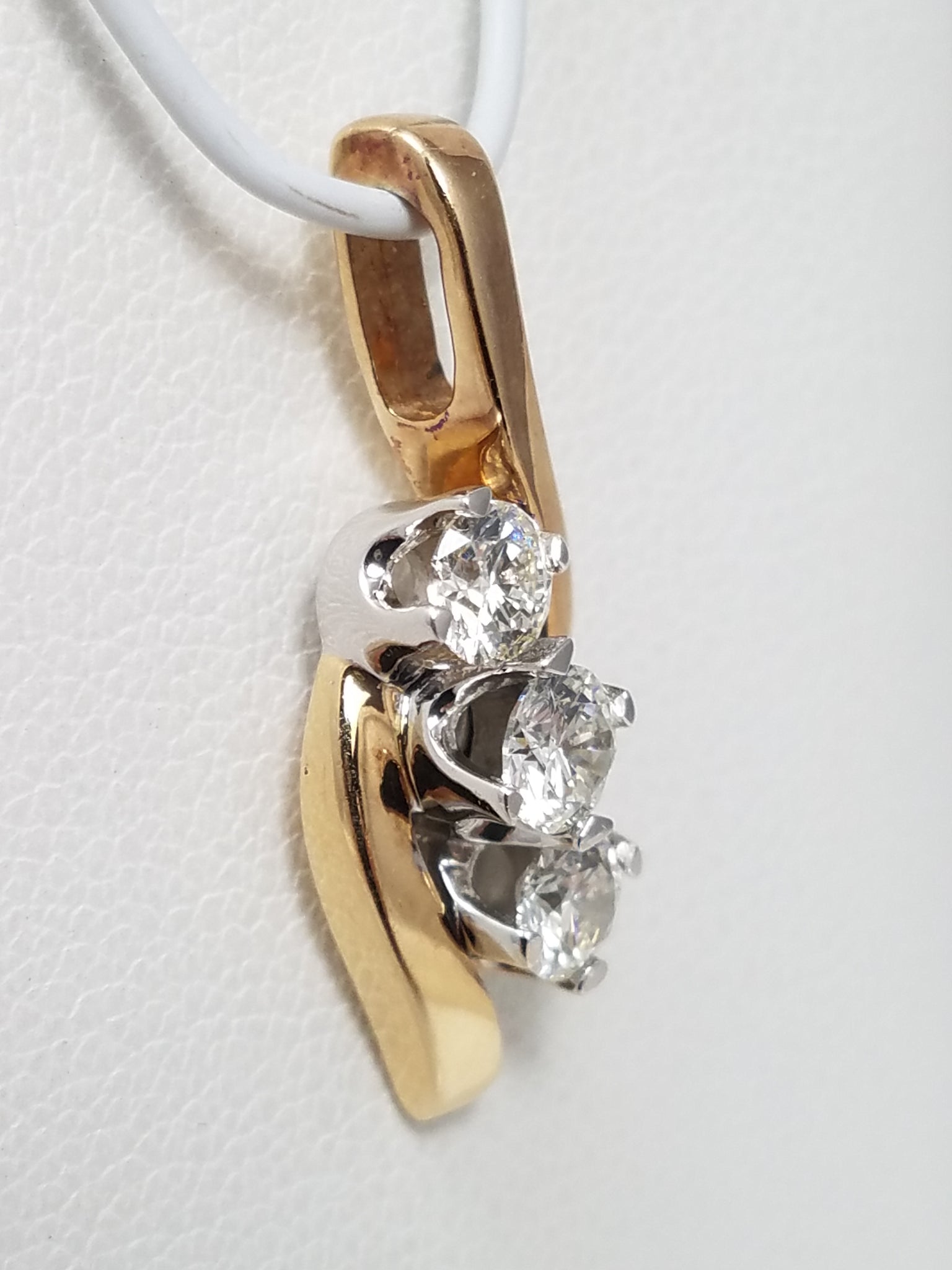 Striking 14k Two Tone Gold Natural Diamond Dangle Pendant