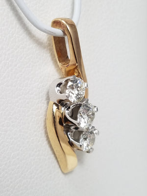 Striking 14k Two Tone Gold Natural Diamond Dangle Pendant