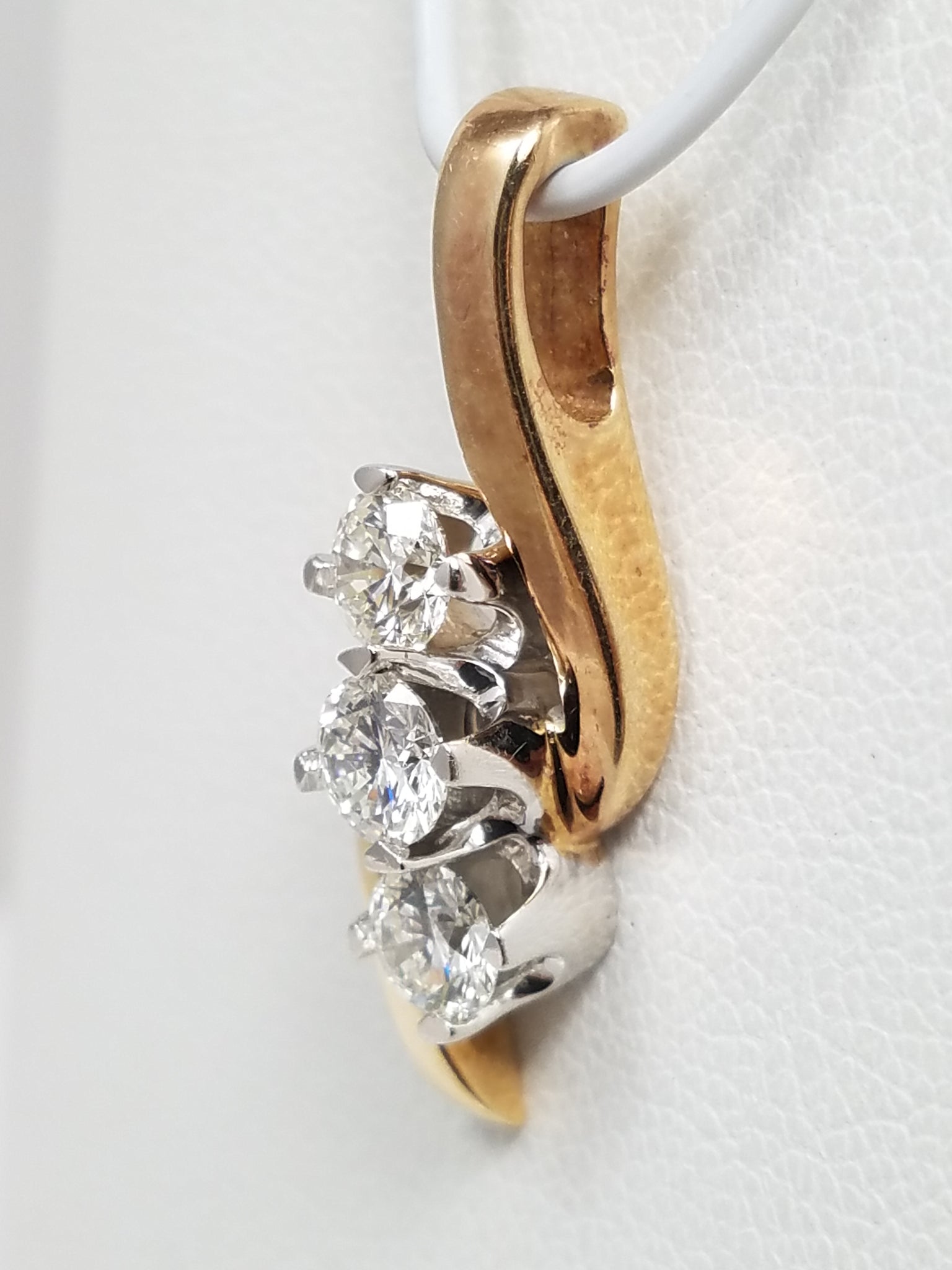 Striking 14k Two Tone Gold Natural Diamond Dangle Pendant