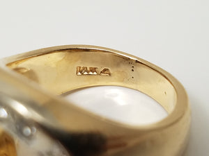 Vintage 14k Yellow Gold Natural Diamond Horseshoe Ring
