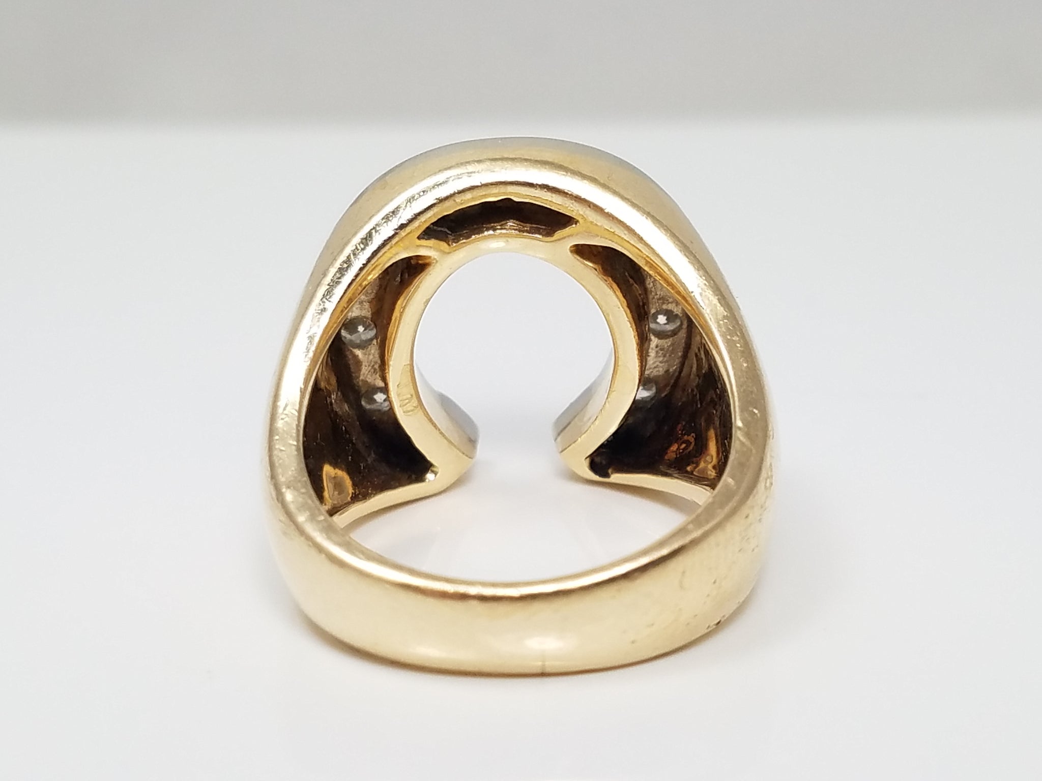 Vintage 14k Yellow Gold Natural Diamond Horseshoe Ring