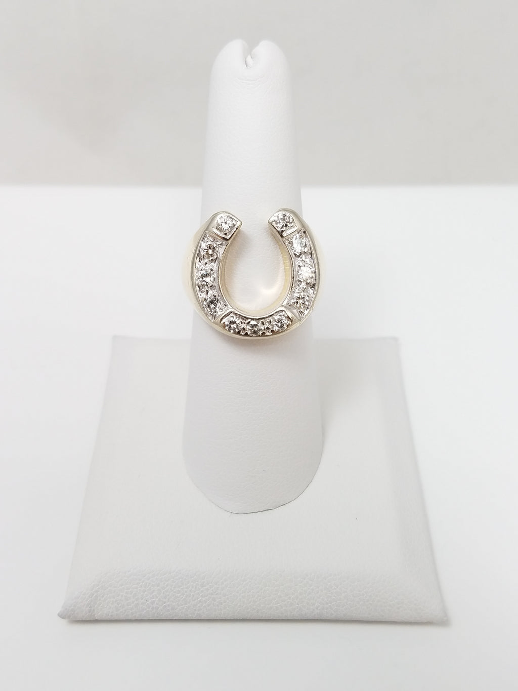 Vintage 14k Yellow Gold Natural Diamond Horseshoe Ring