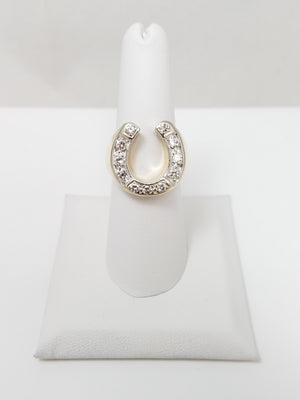 Vintage 14k Yellow Gold Natural Diamond Horseshoe Ring