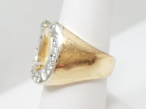 Vintage 14k Yellow Gold Natural Diamond Horseshoe Ring