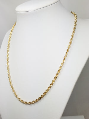 New! Amazing 18" Hollow 14k Yellow Gold Rope Chain Necklace