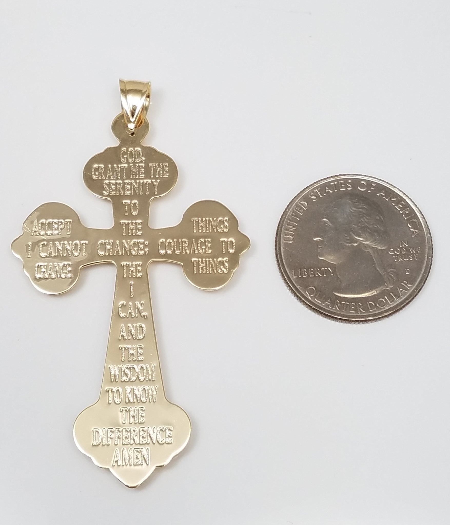 Glowing 14k Two Tone Gold Hollow 3-D Cross Pendant