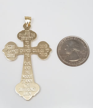 Glowing 14k Two Tone Gold Hollow 3-D Cross Pendant